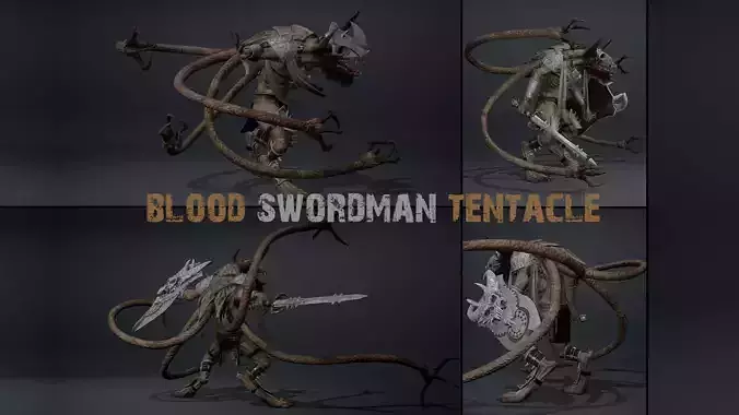 Blood Swordman Tentacle Low-poly 3D model