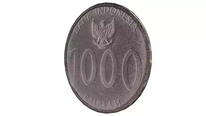 Indonesian 1000 Rupiah Coin 2010 Featuring Angklung Design 3D model