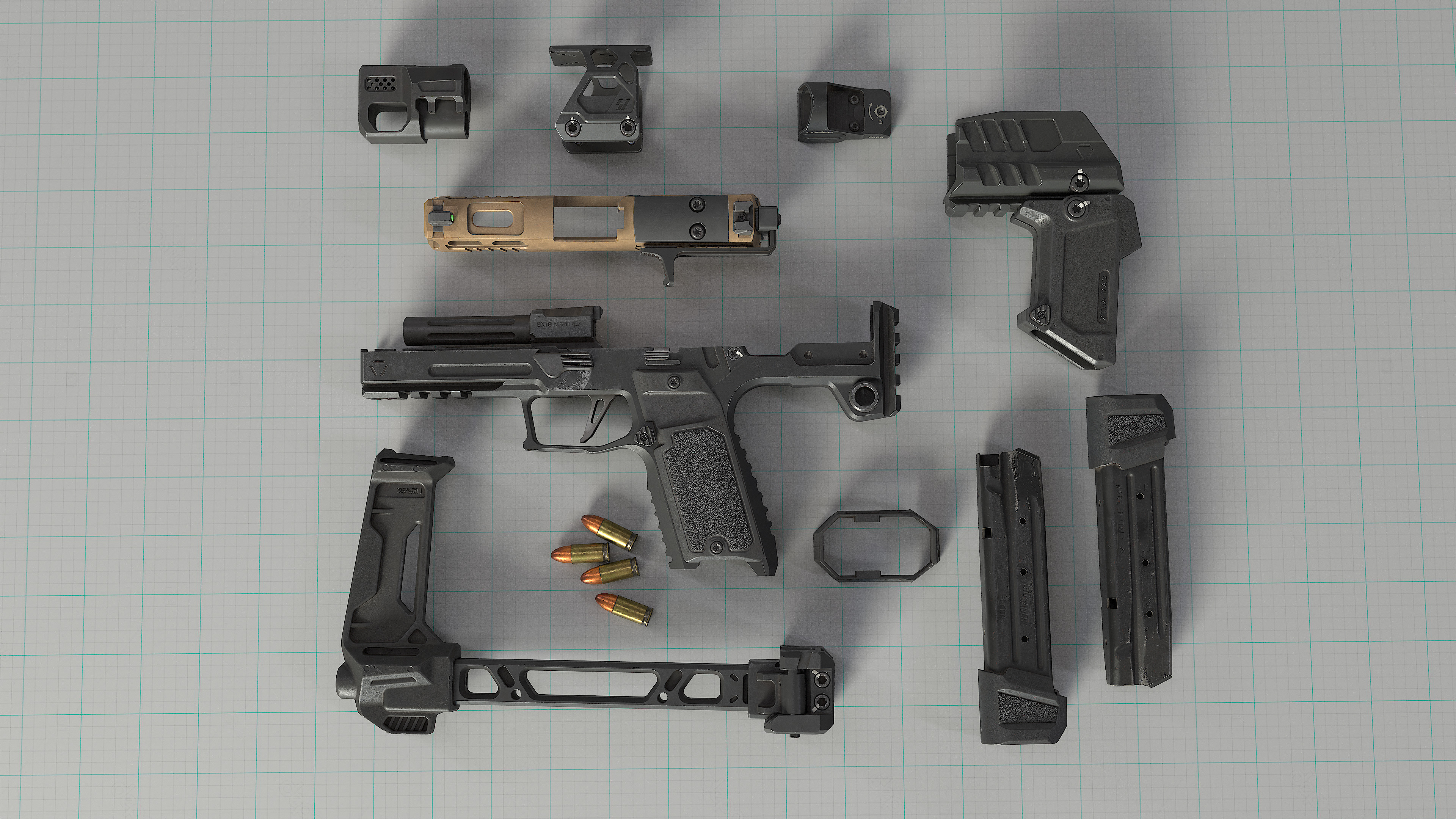 SIG Sauer P320 Custome Low-poly 3D model_6