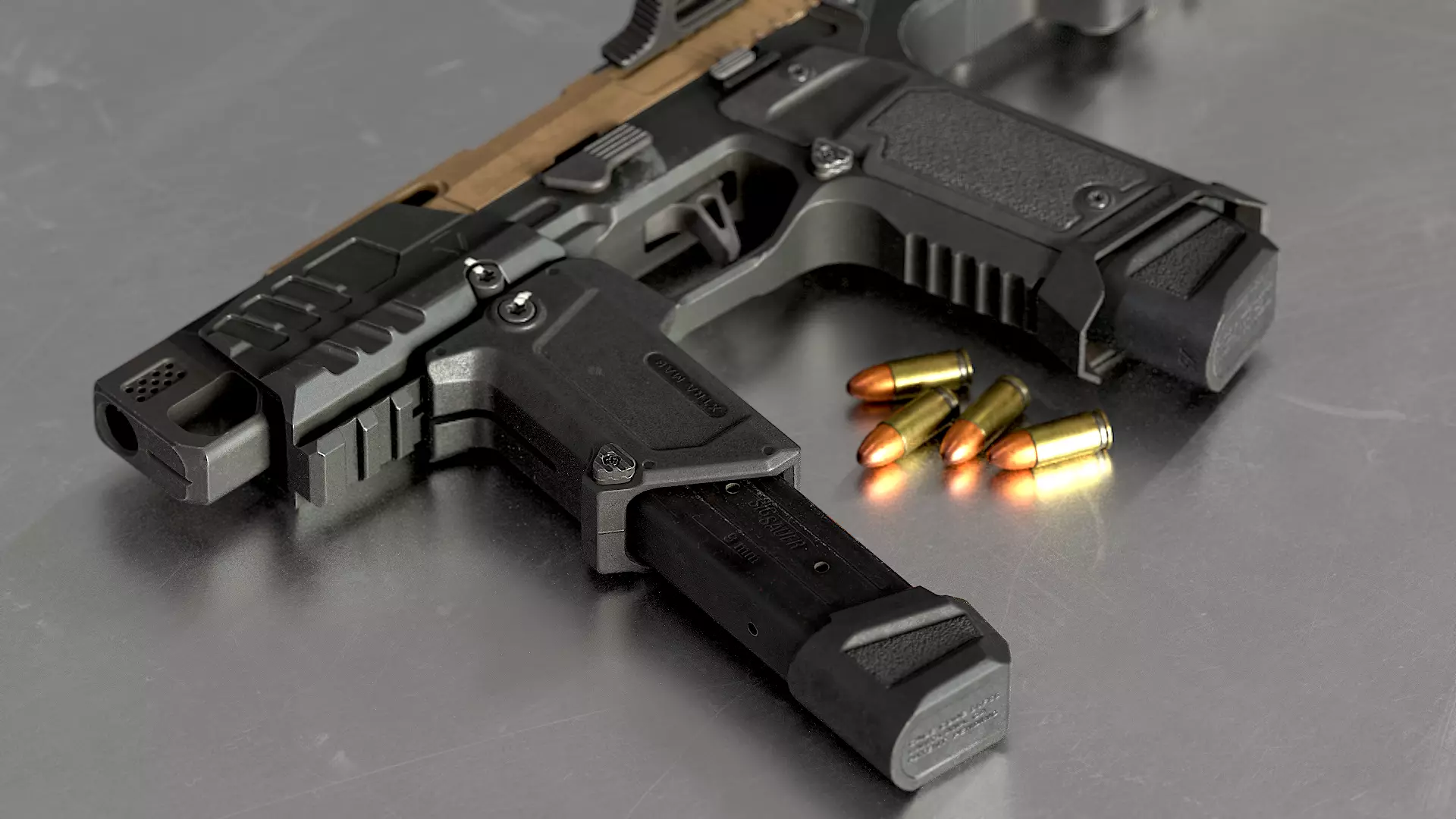 SIG Sauer P320 Custome Low-poly 3D model_0