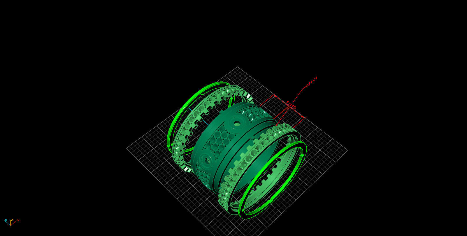 Diamond gear ring rotate mechanism design 3D print model_6