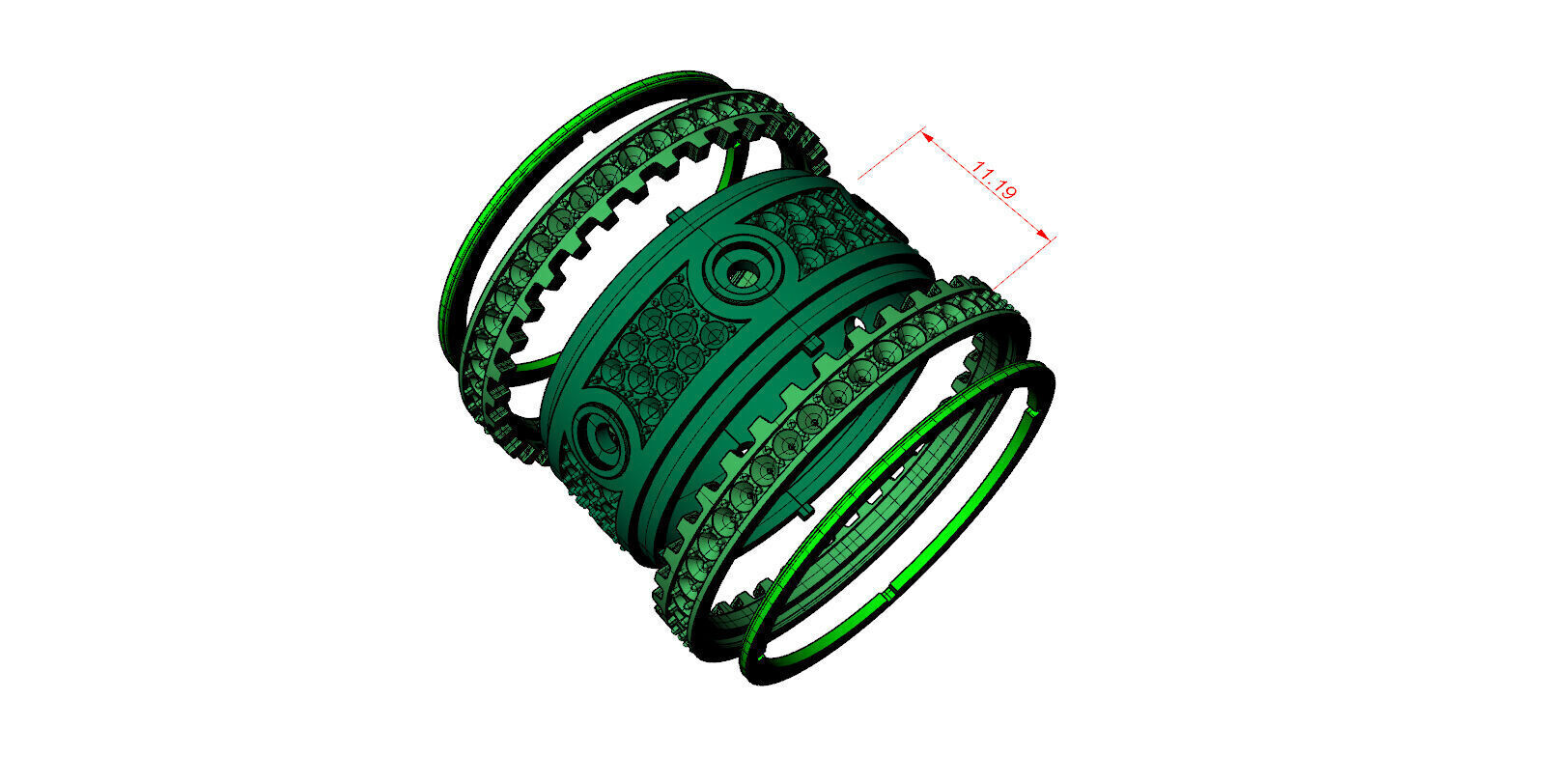 Diamond gear ring rotate mechanism design 3D print model_7