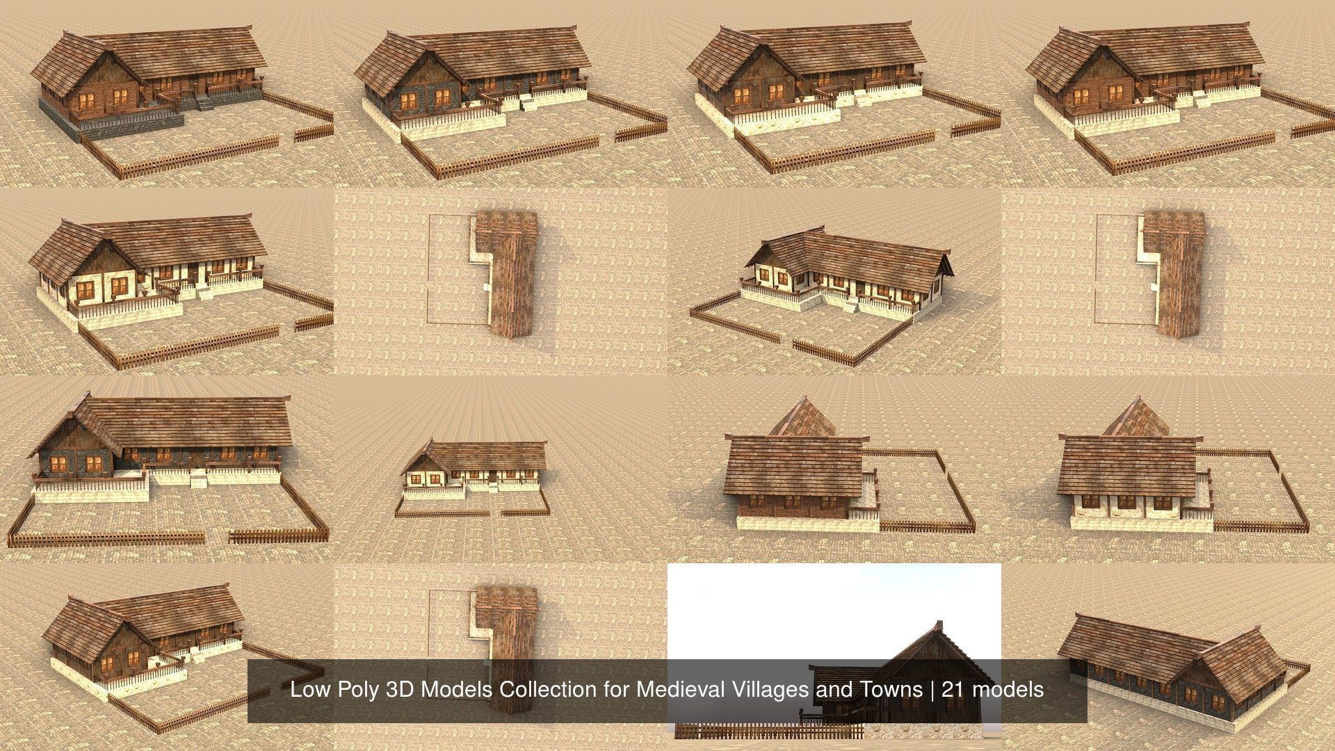 Low Poly 3D Models Collection for Medieval Villages and Towns _2