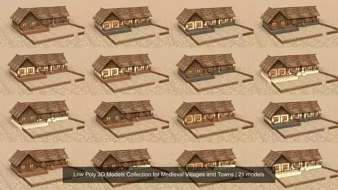 Low Poly 3D Models Collection for Medieval Villages and Towns 