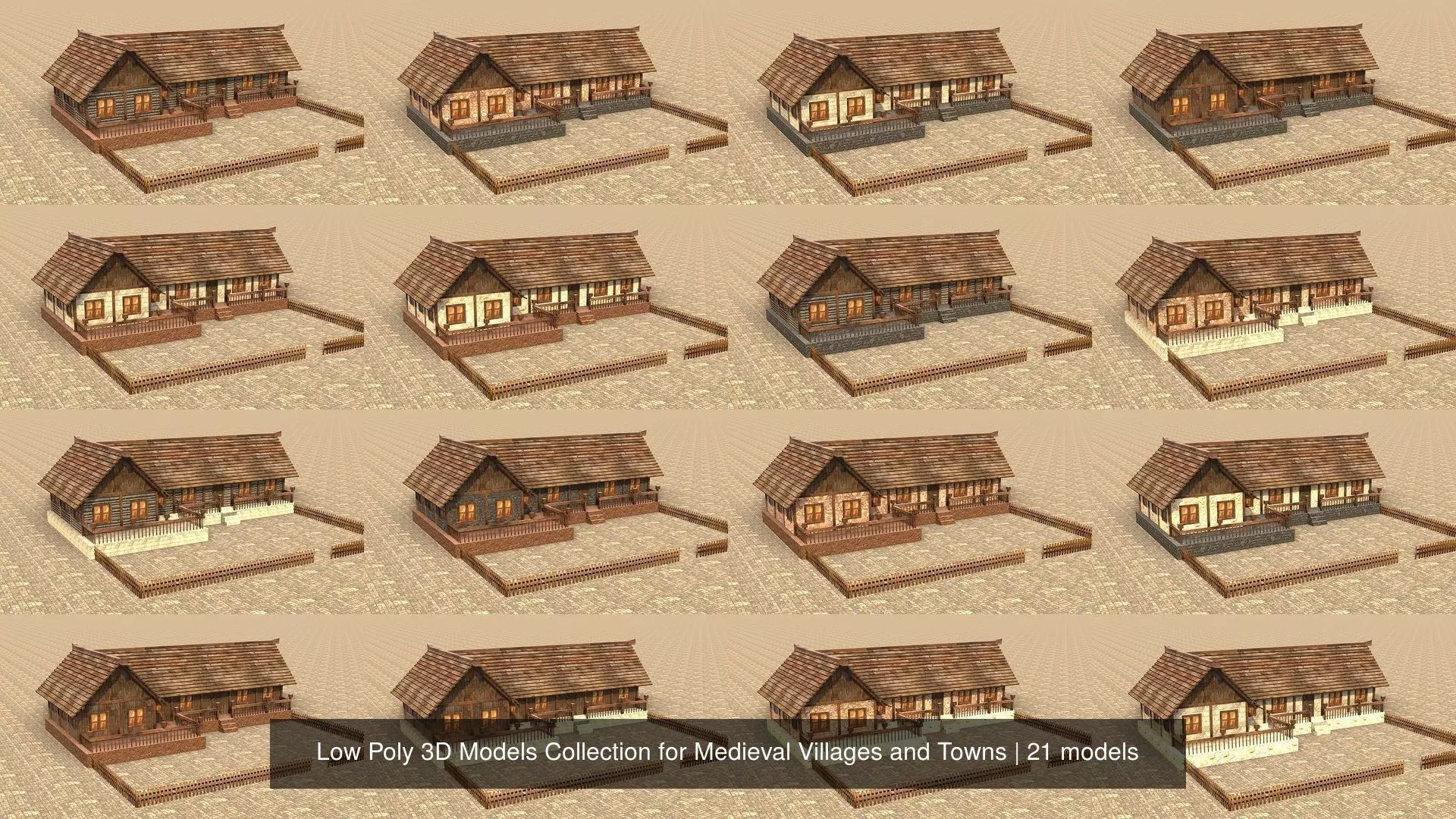 Low Poly 3D Models Collection for Medieval Villages and Towns _0
