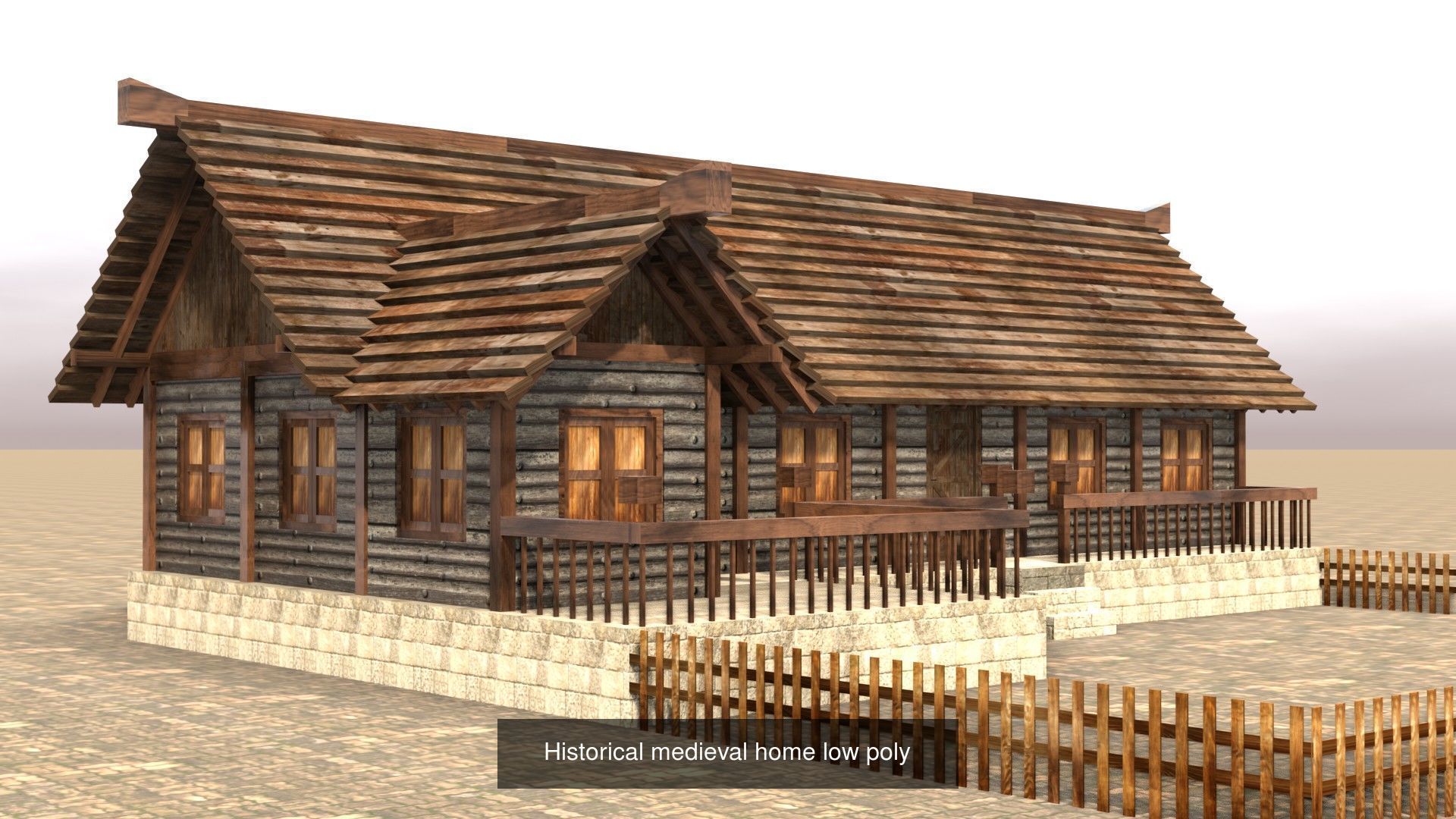 Game-Ready Low Poly Medieval Buildings and Houses Pack 3D Model Collection_13