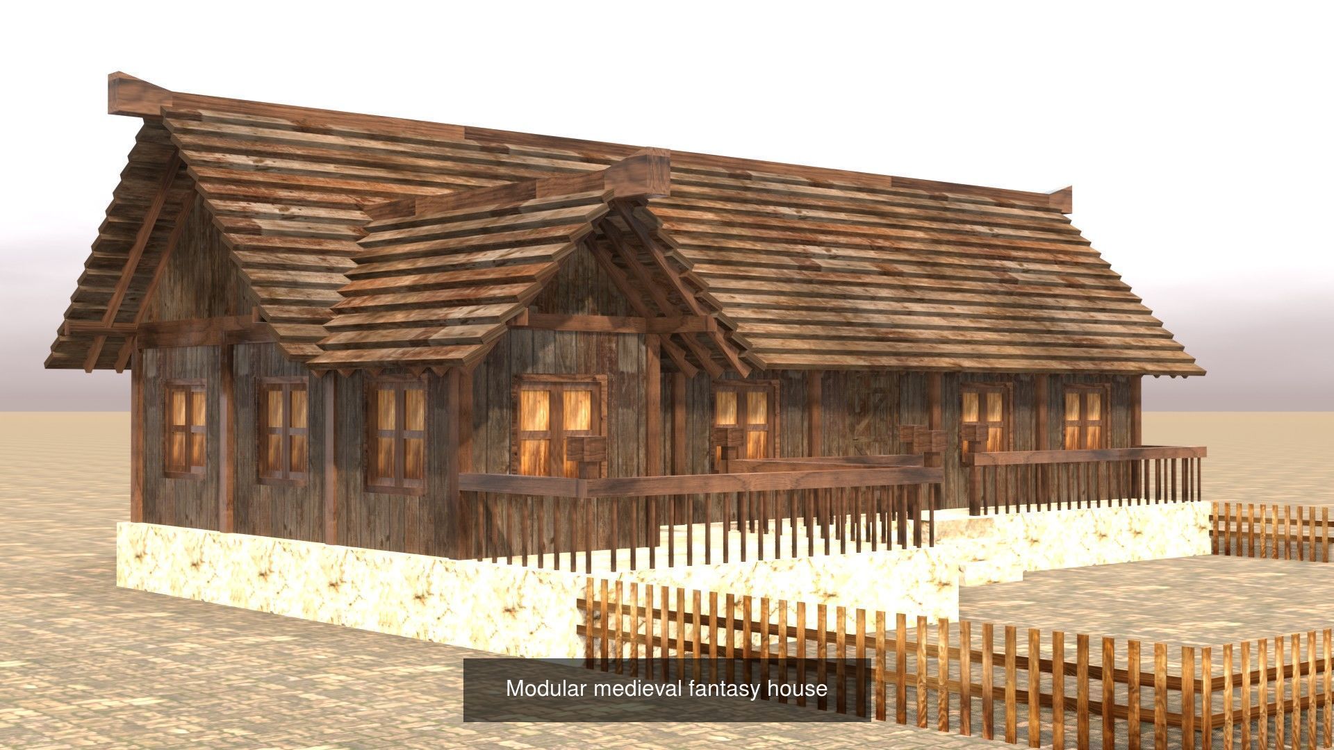 Game-Ready Low Poly Medieval Buildings and Houses Pack 3D Model Collection_4