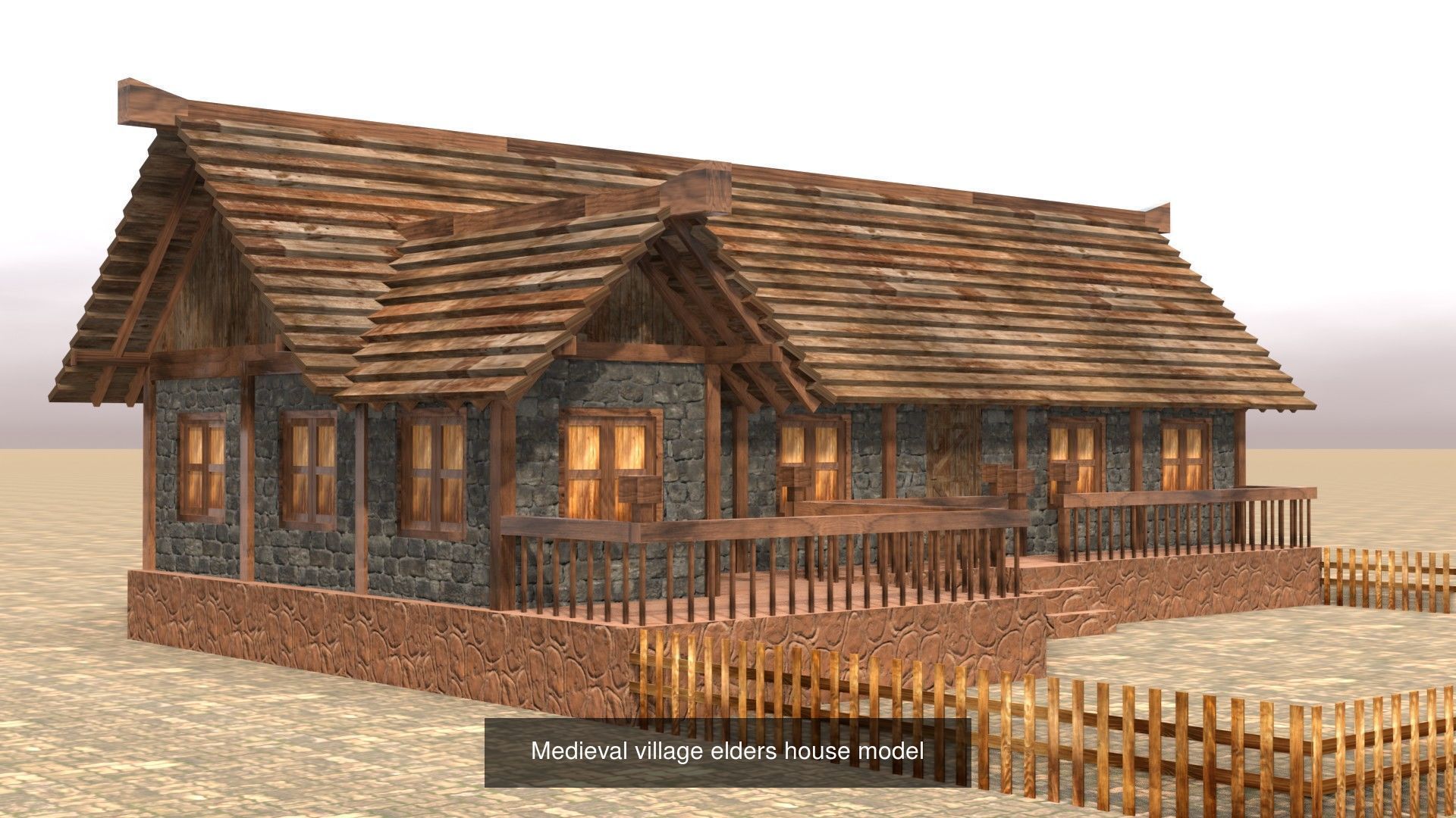 Game-Ready Low Poly Medieval Buildings and Houses Pack 3D Model Collection_6