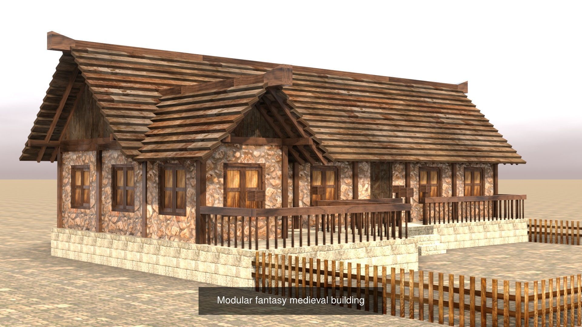 Game-Ready Low Poly Medieval Buildings and Houses Pack 3D Model Collection_5