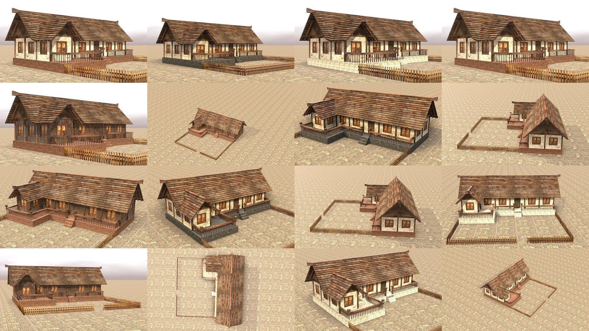 Game-Ready Low Poly Medieval Buildings and Houses Pack 3D Model Collection_1