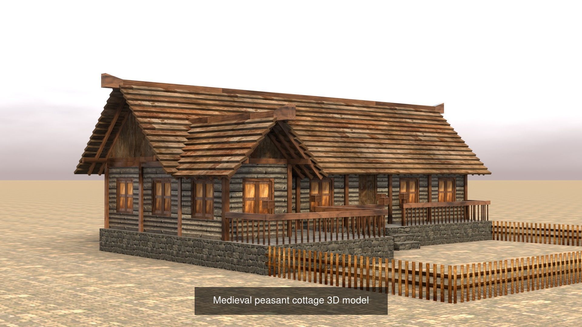 Game-Ready Low Poly Medieval Buildings and Houses Pack 3D Model Collection_7