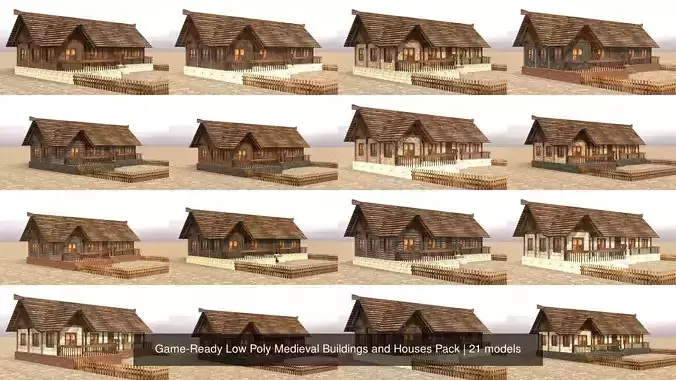 Game-Ready Low Poly Medieval Buildings and Houses Pack 3D Model Collection