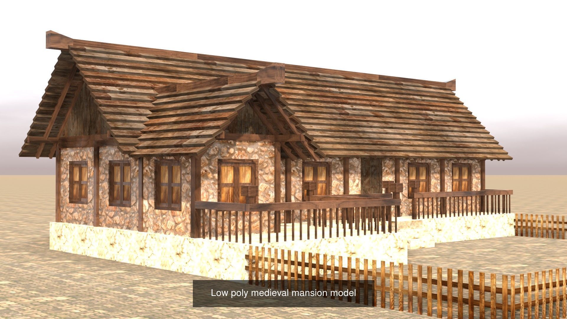 Game-Ready Low Poly Medieval Buildings and Houses Pack 3D Model Collection_9