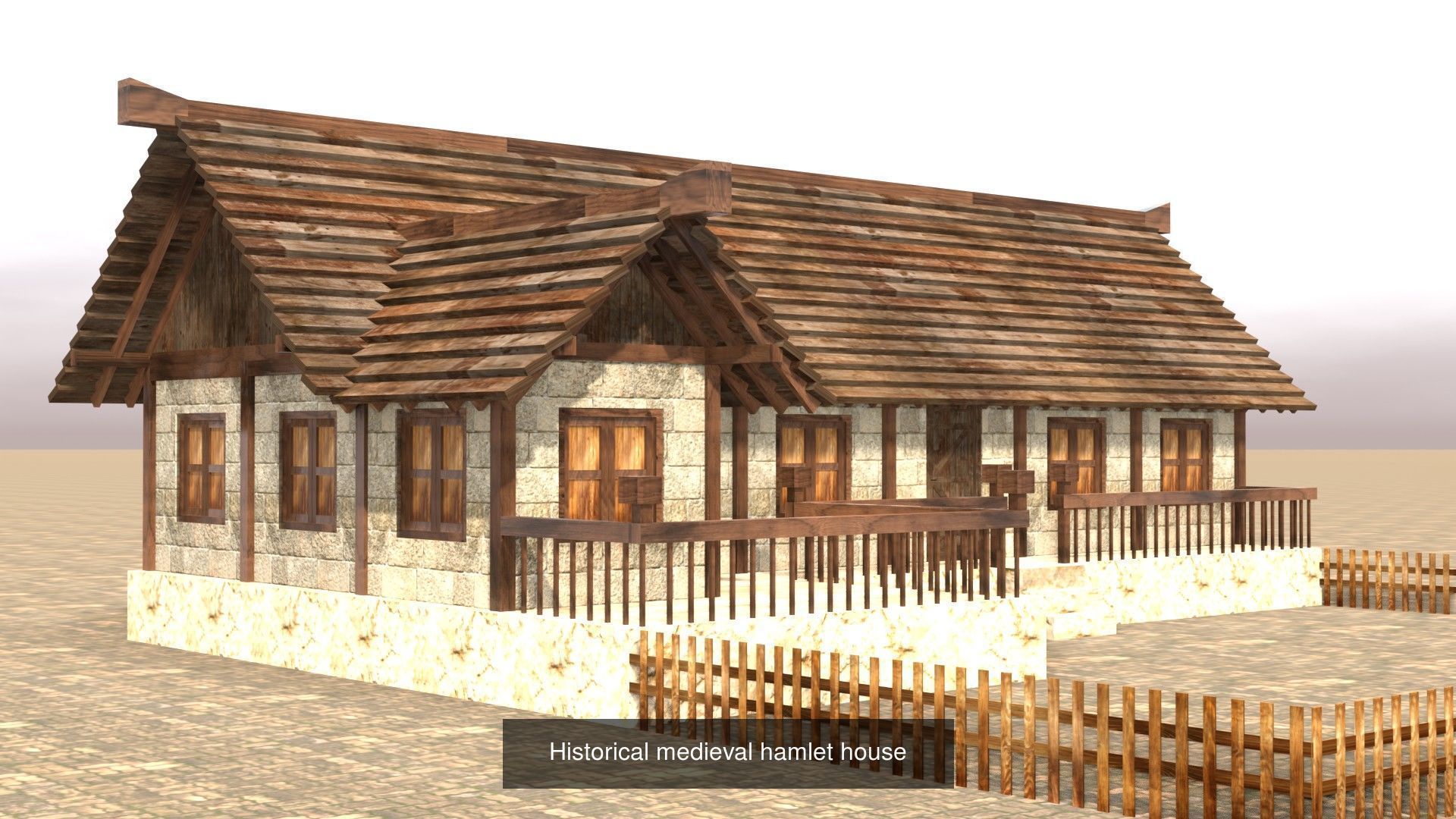 Game-Ready Low Poly Medieval Buildings and Houses Pack 3D Model Collection_14