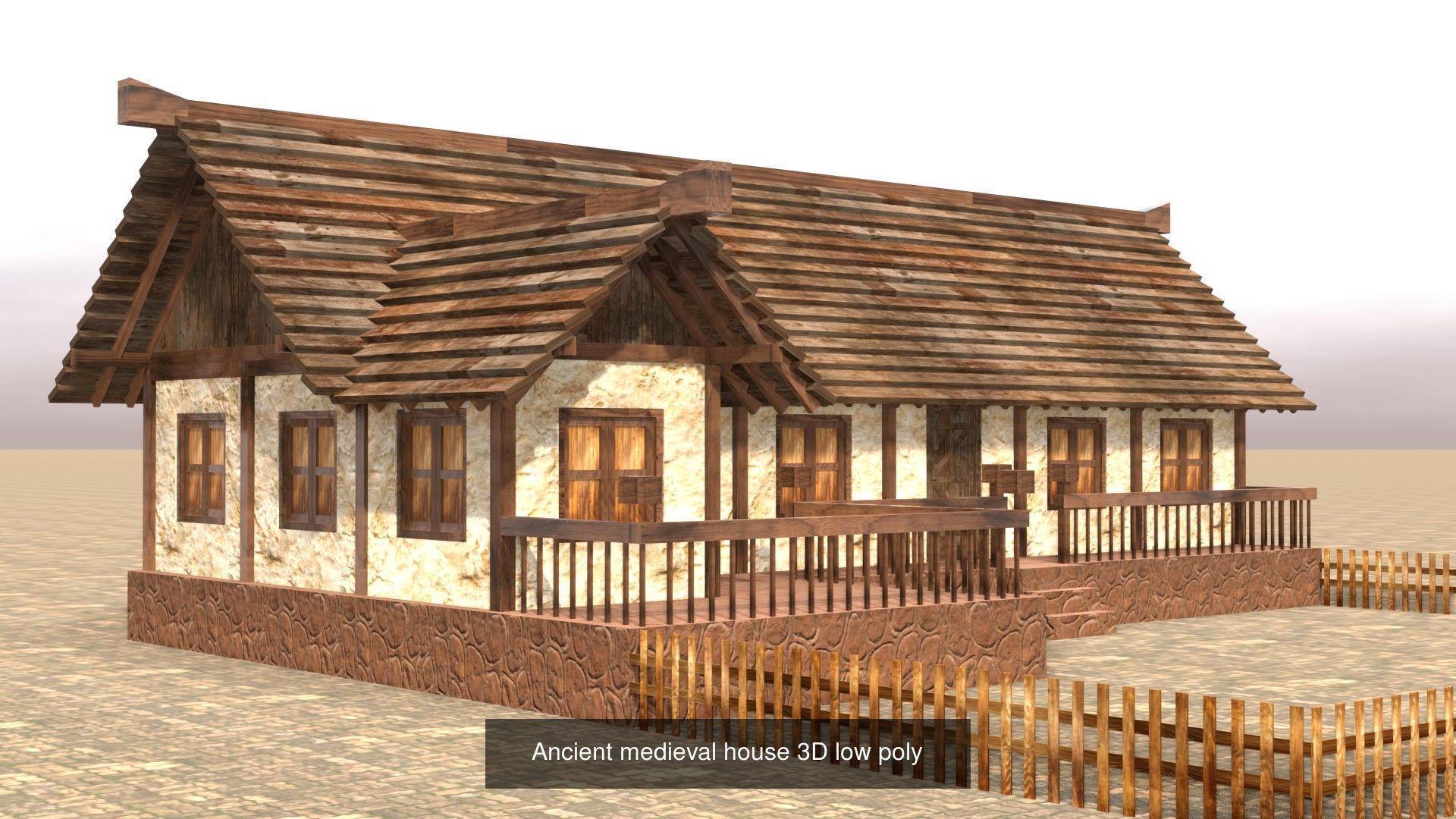 Game-Ready Low Poly Medieval Buildings and Houses Pack 3D Model Collection_19