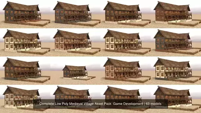 Complete Low Poly Medieval Village Asset Pack  Game Development 3D Model Collection