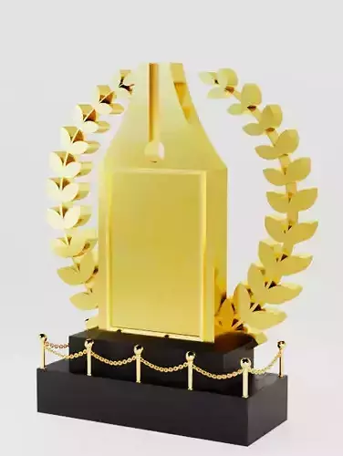 Award 3D with Gold and Black Wooden Material
