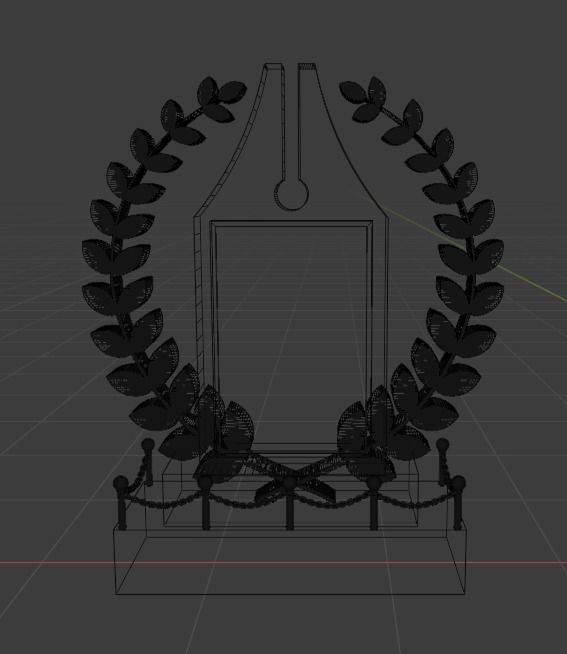 Award 3D with Gold and Black Wooden Material 3D model_1