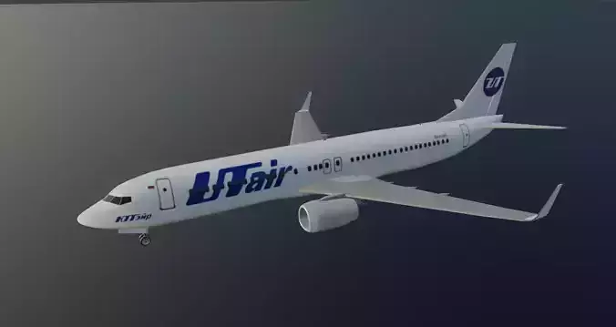UT Air Boeing 737-800 low poly 3D model with cockpit Low-poly 3D model