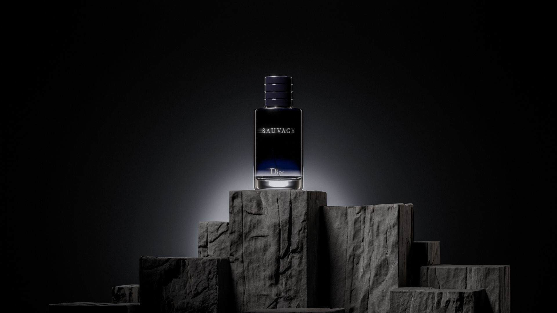 Dior Sauvage perfume sitting on the rock II 3D model_1