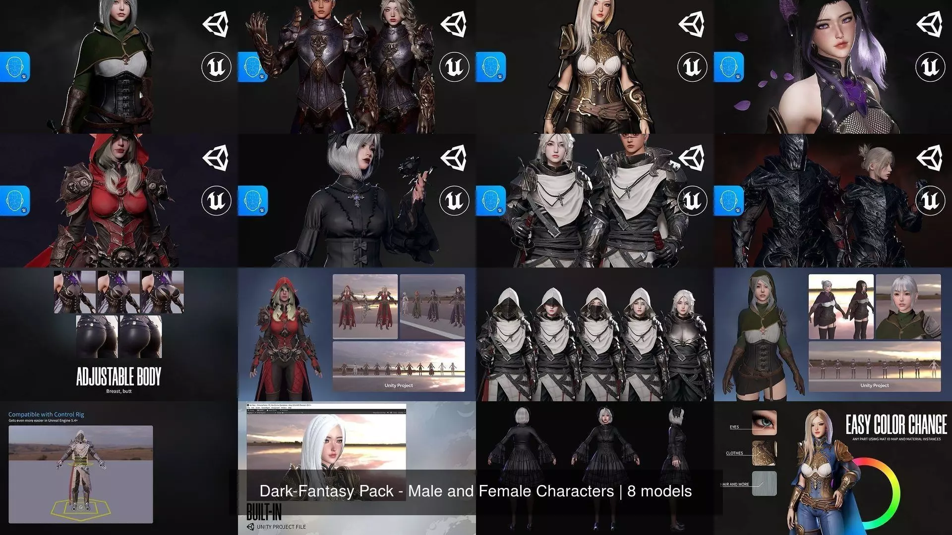 Dark-Fantasy Pack - Male and Female Characters 3D Model Collection_9