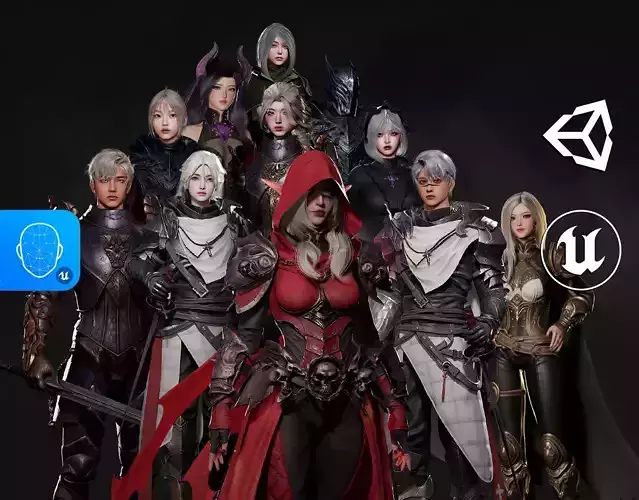 Dark-Fantasy Pack - Male and Female Characters 3D Model Collection