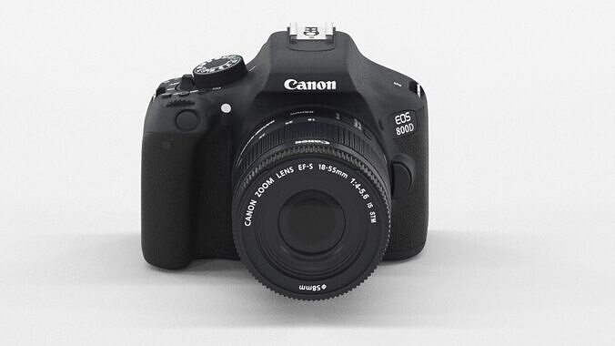 Canon EOS 800D DSLR with EF-S Low-poly 3D model