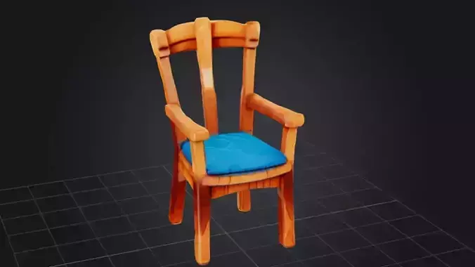 Wooden Chair with Blue Cushion