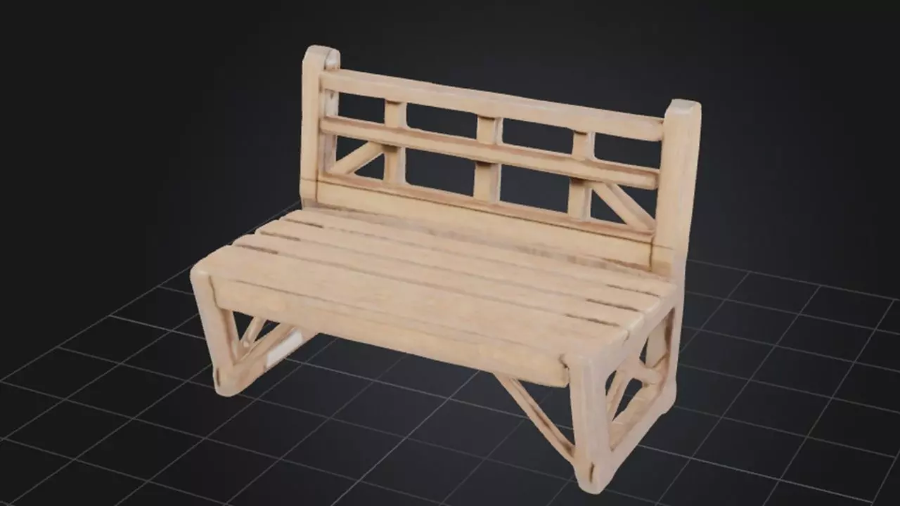 Wooden Bench Design 3D model_0