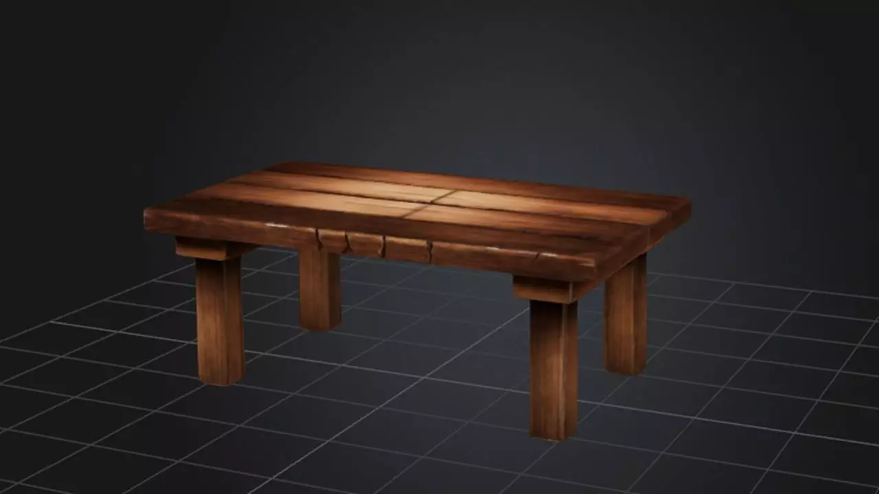 Rustic Wooden Table 3D model_0