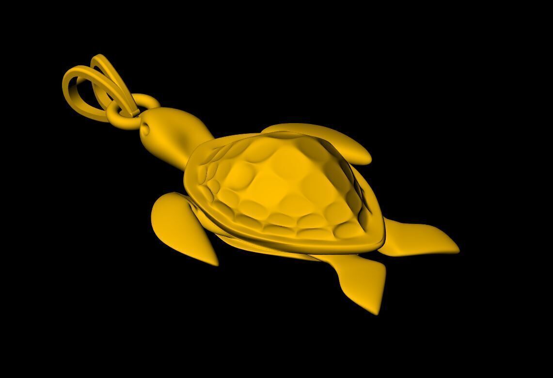 Tortoise Pendant - 0062  3D print model_5