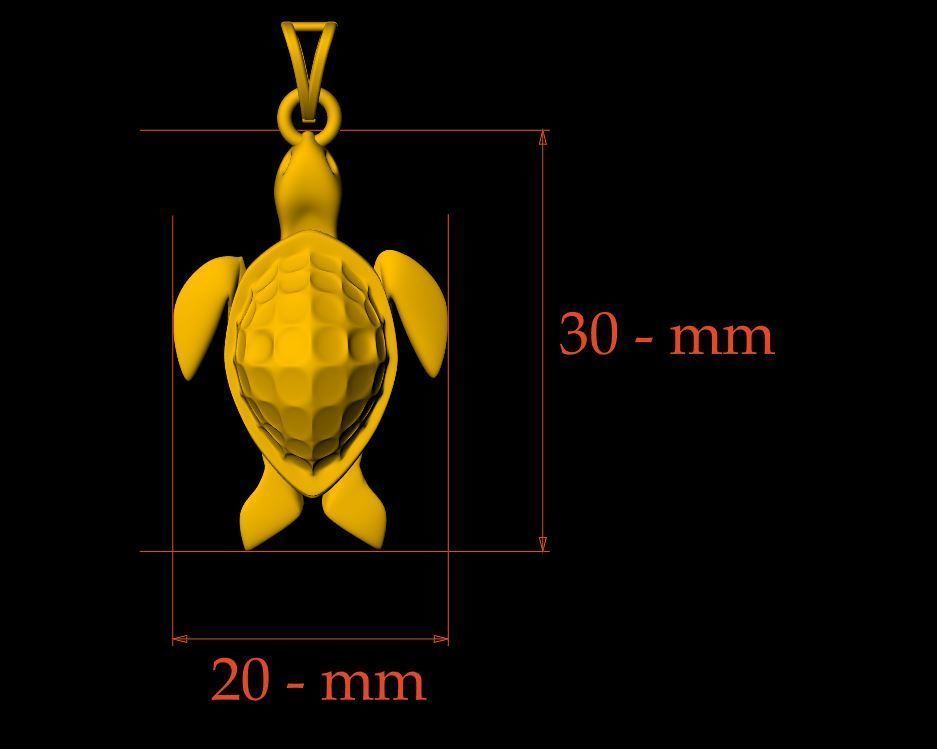 Tortoise Pendant - 0062  3D print model_1