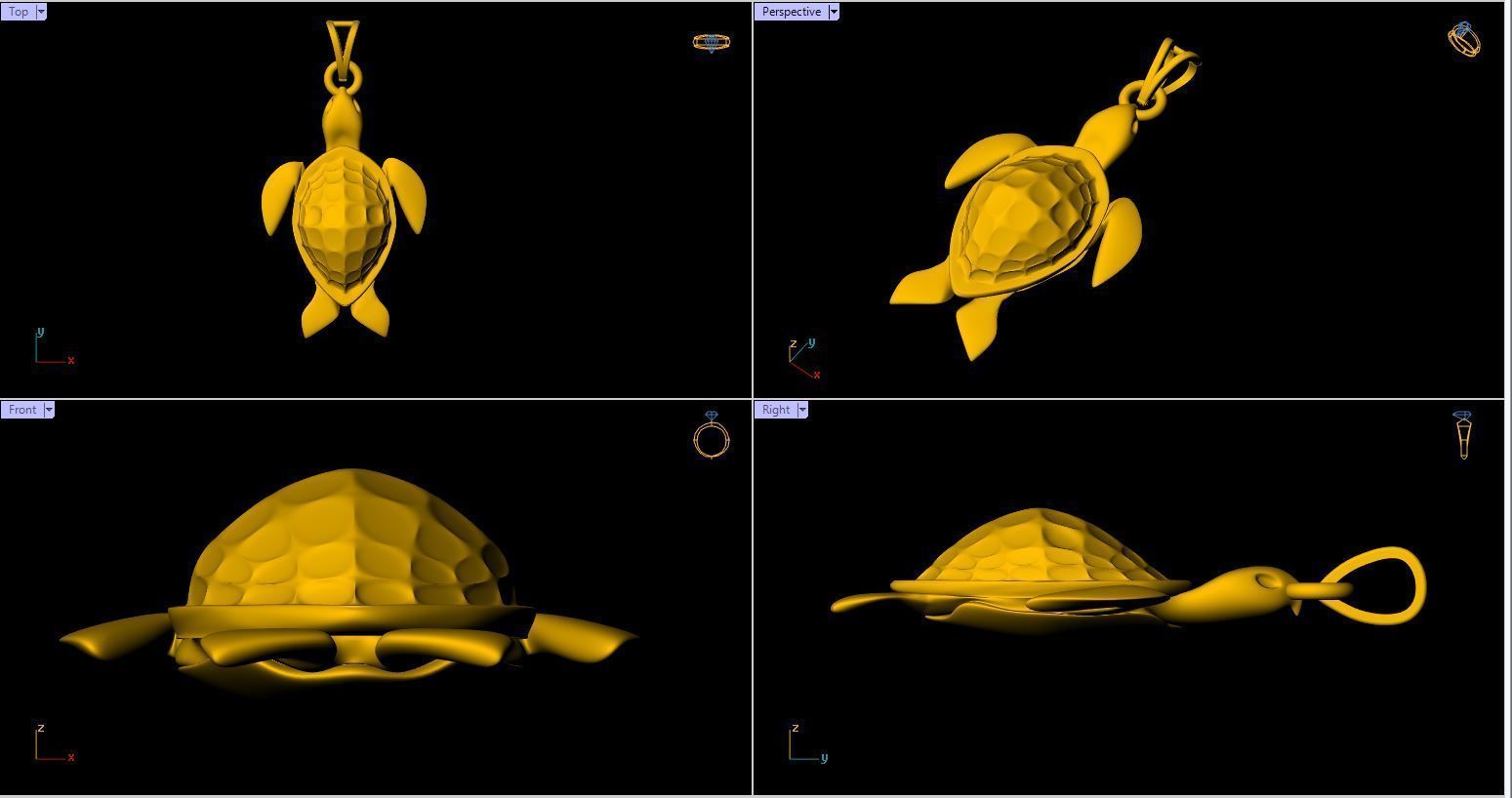 Tortoise Pendant - 0062  3D print model_2