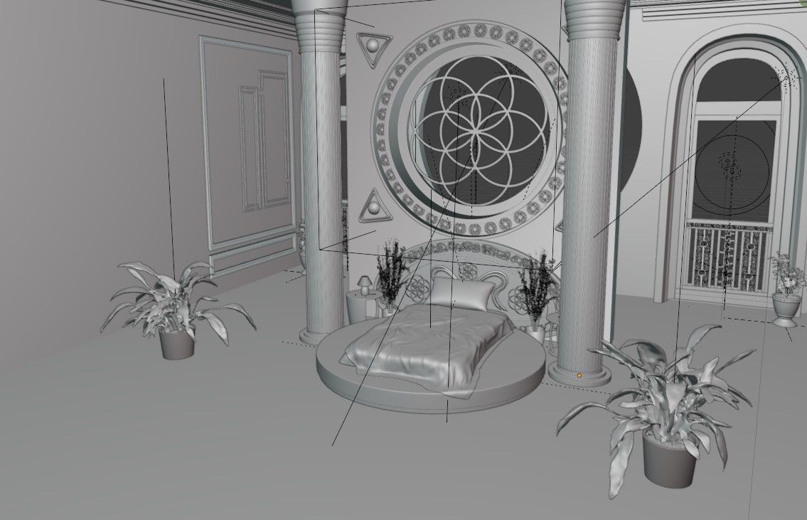 Classic Royal Bedroom Design for Blender 3D model_2