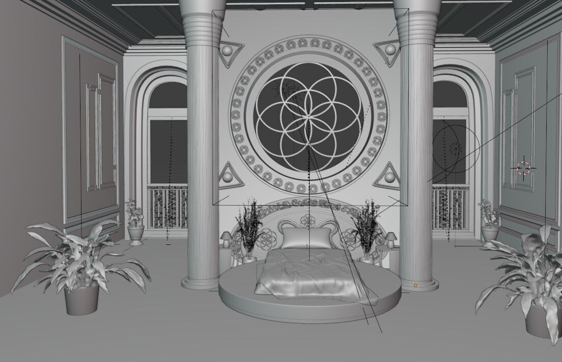 Classic Royal Bedroom Design for Blender 3D model_1