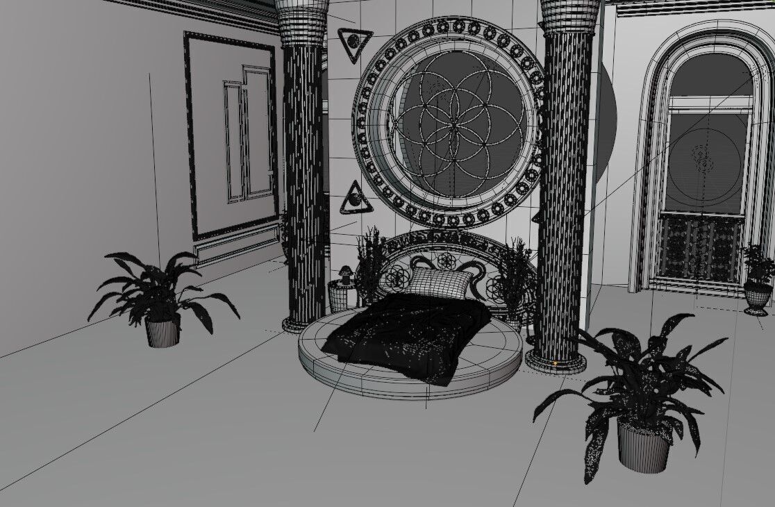 Classic Royal Bedroom Design for Blender 3D model_3