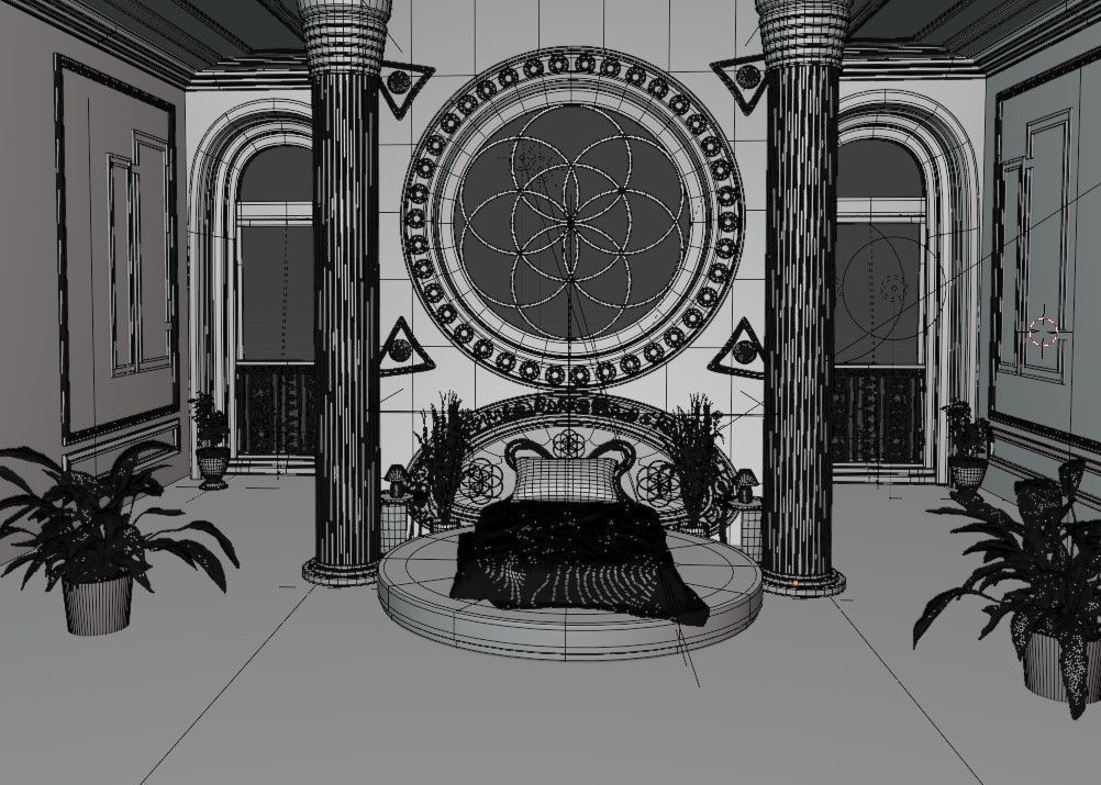 Classic Royal Bedroom Design for Blender 3D model_4