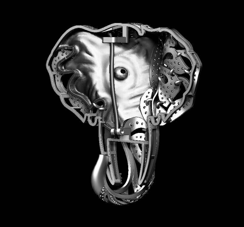 Elephant brooch  luxury 3D model_2
