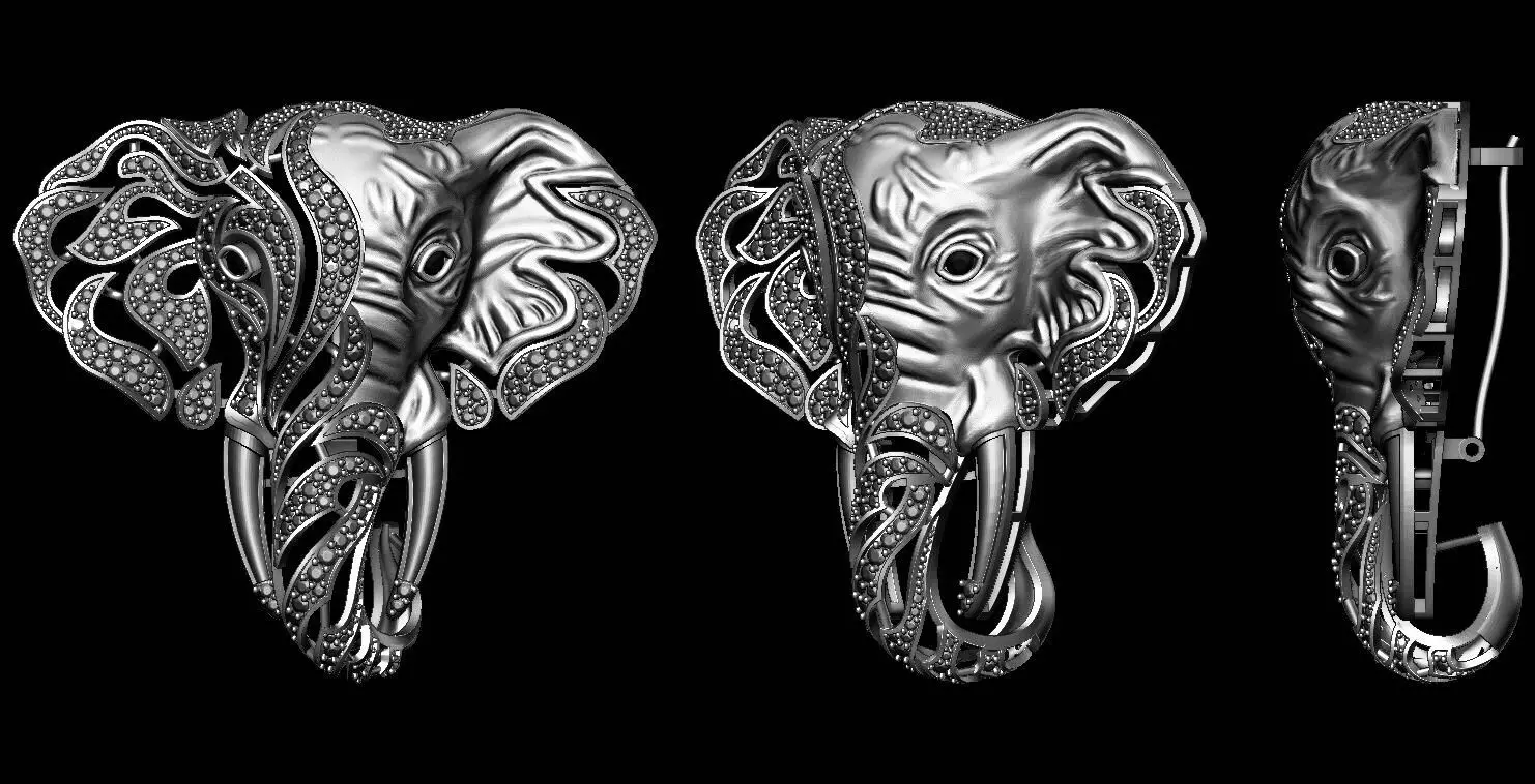 Elephant brooch  luxury 3D model_0