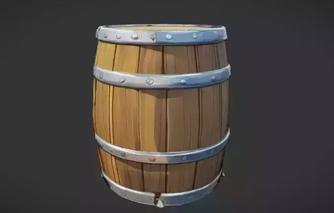 Wooden Barrel 3D Game Ready Model