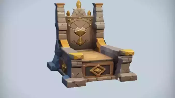 Stone King  Throne  3D Game Ready Model