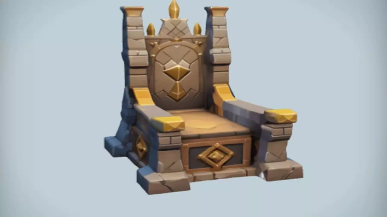 Stone King Throne 3D Game Ready Model 3D model_0