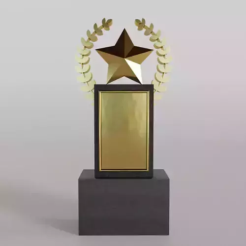 Award 3D with Gold and Black Wooden Material