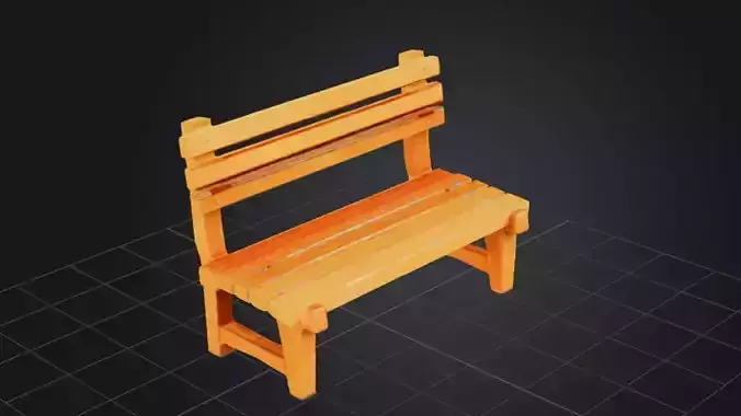 Orange Wooden Bench