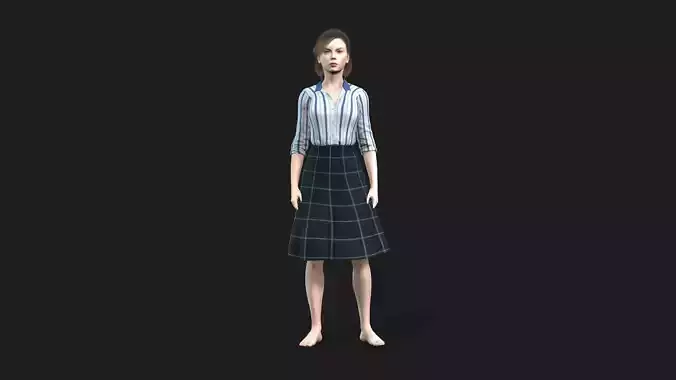 Fully Rigged and Textured 3D Female Character