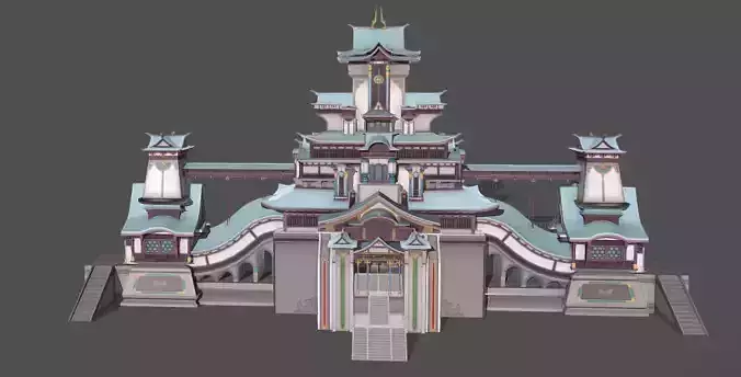 Chinese building low poly  Low-poly 3D model