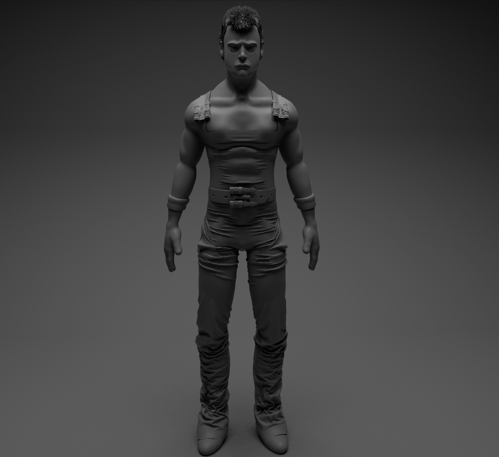 Man beautiful hair 3D model_6