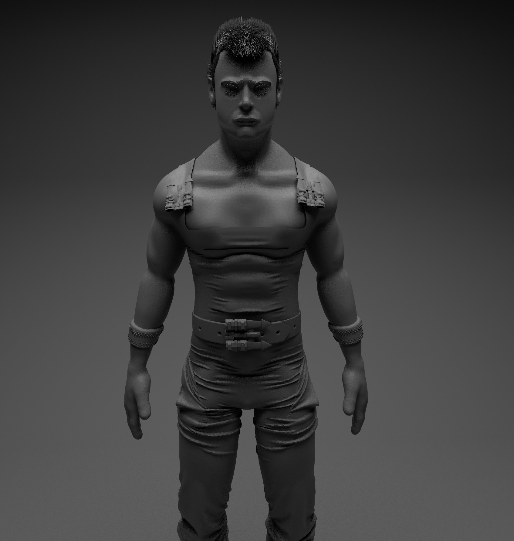 Man beautiful hair 3D model_5