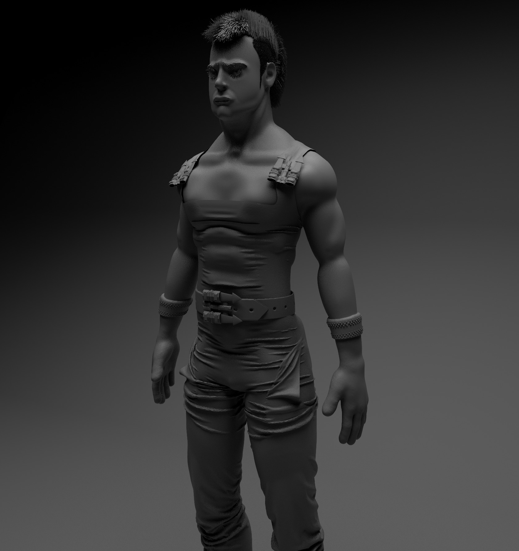 Man beautiful hair 3D model_3