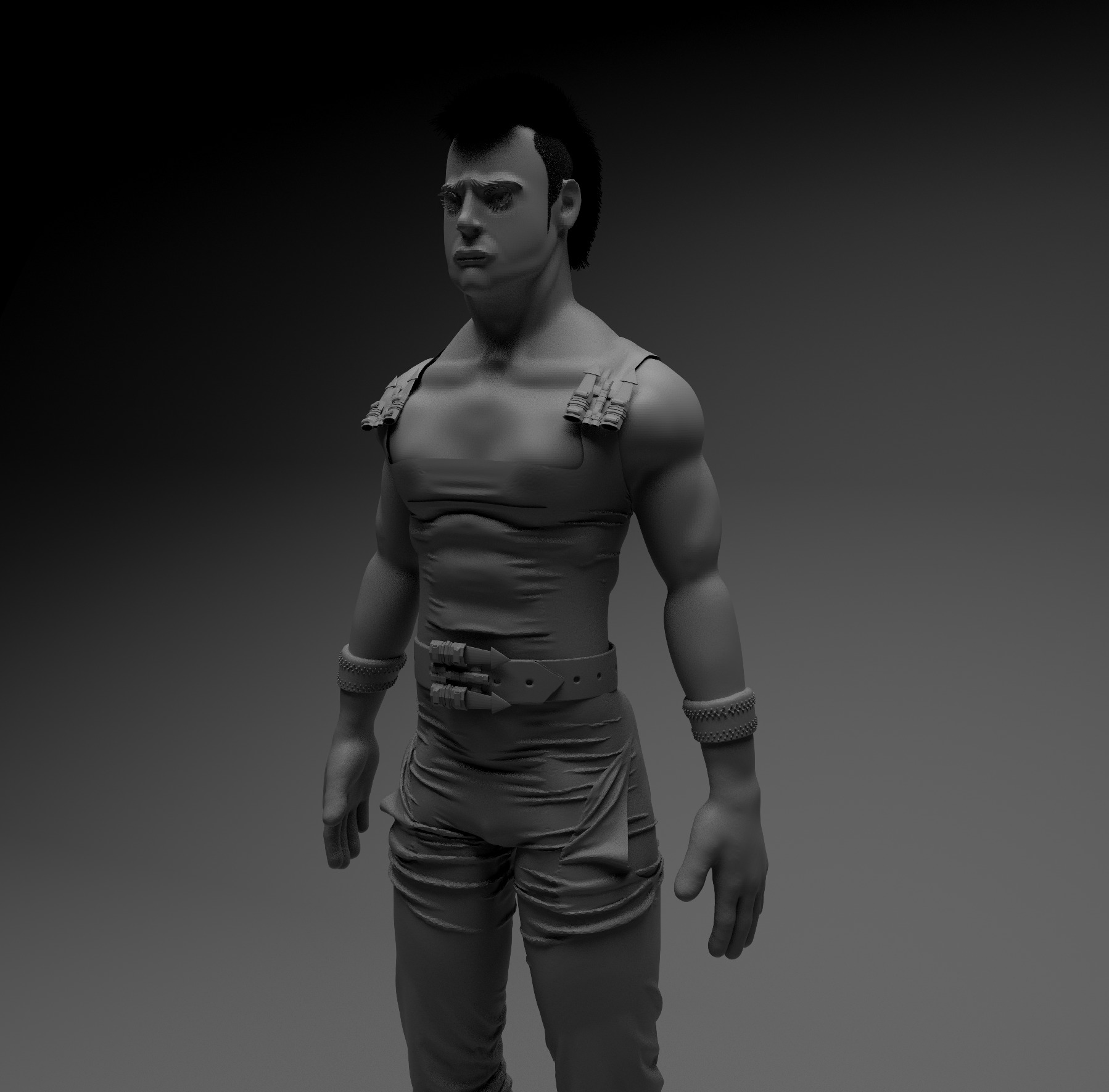 Man beautiful hair 3D model_2